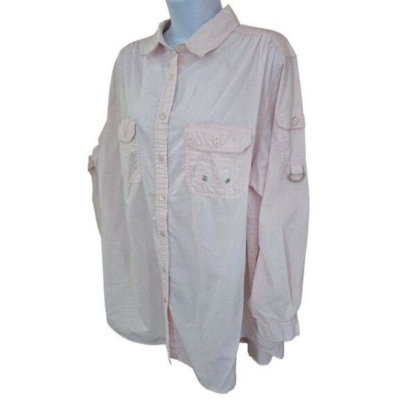 Denim 24/7 Light Pink Button-Down Shirt With Pockets L fairycore cottagecore - Picture 3 of 7